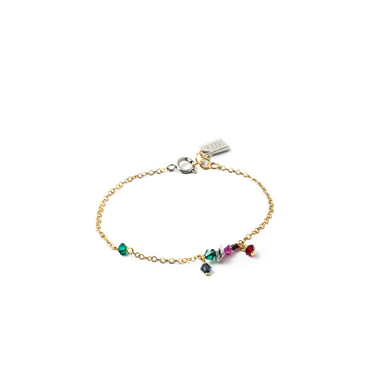 Bracelet Brela par Anne-Marie Chagnon doré avec billes turquoises, roses et rouges