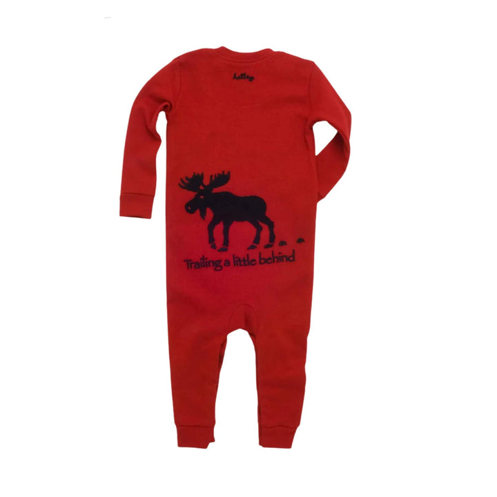 Barboteuse pour bébé rouge avec un orignal derrière par Hatley