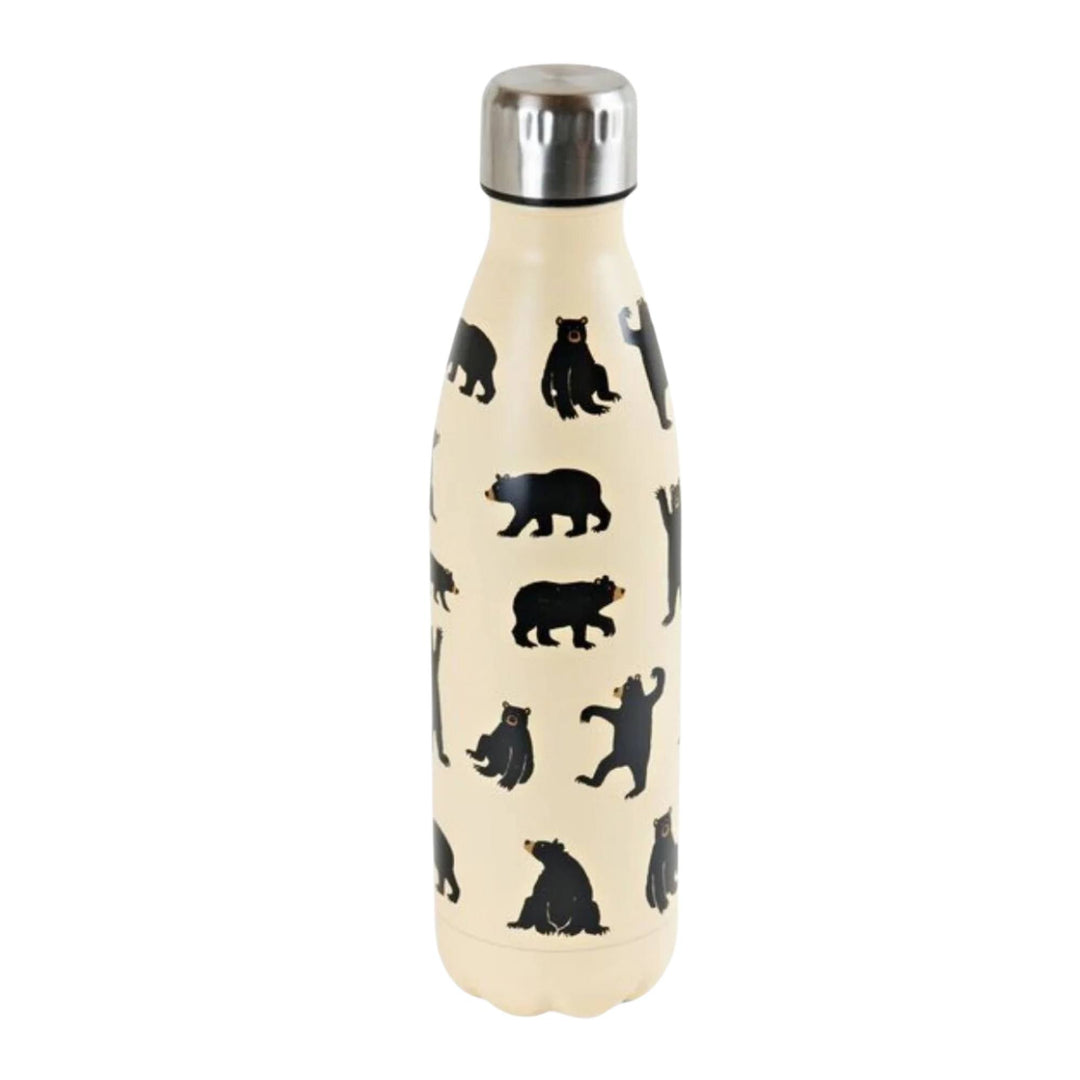 Bouteille pour breuvage blanche avec motif d'ours noirs