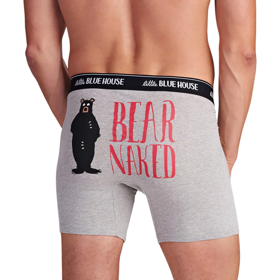 Homme portant les Boxer gris Bear naked vu de derrière par La petite maison bleue par Hatley