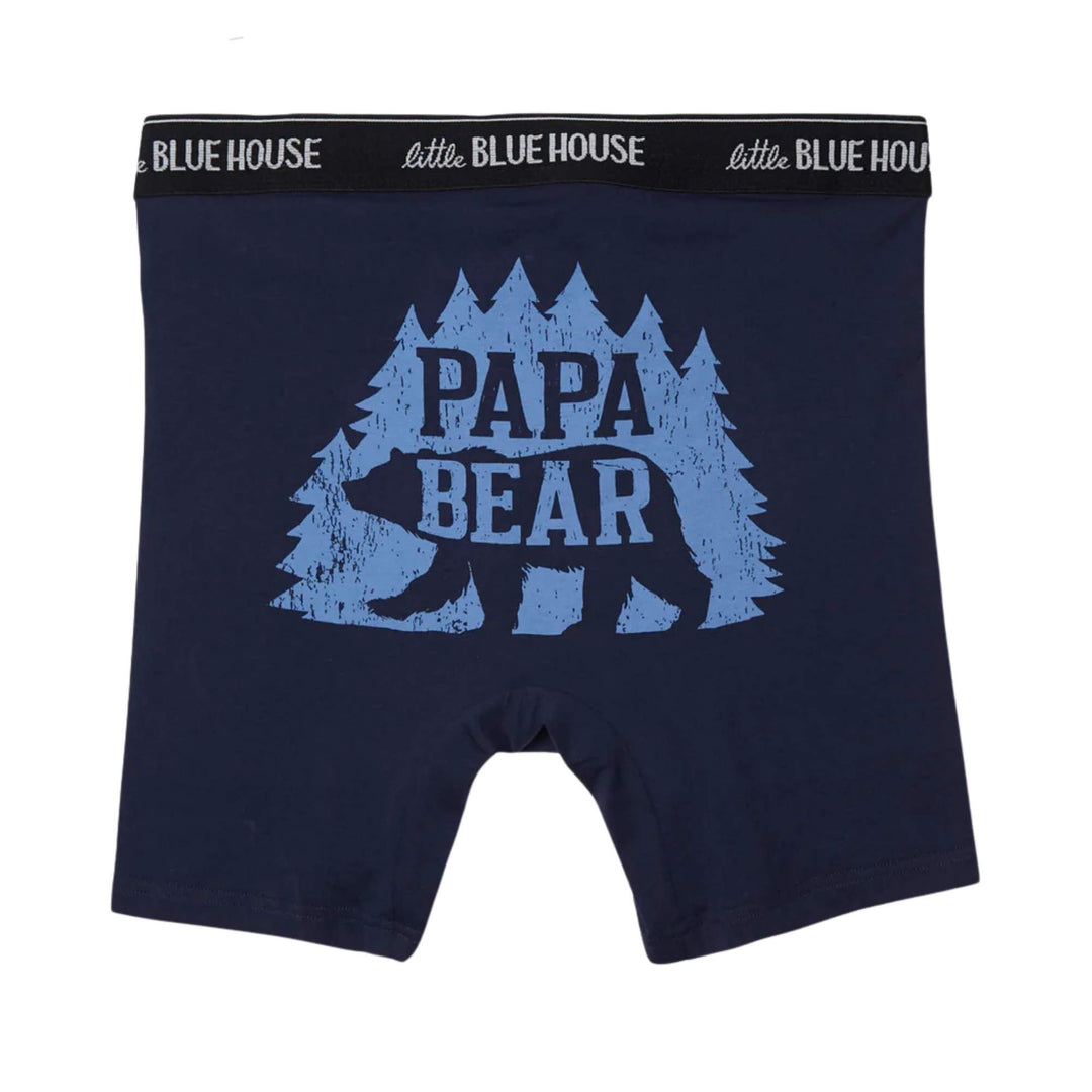Boxer pour homme bleu avec Papa bear par Hatley vu de derrière