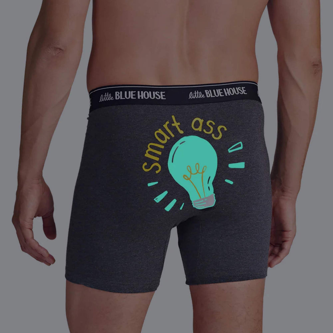 Boxer phosphorescent pour homme smart ass gris par Petite maison bleue par Hatley vu de derrière