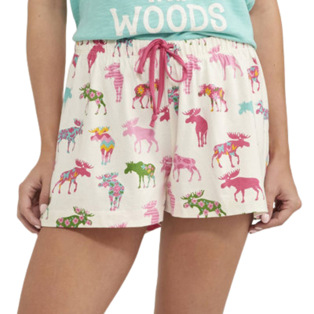 Mannequin portant un Boxer de nuit pour femme Orignaux à motif par Hatley vu de devant