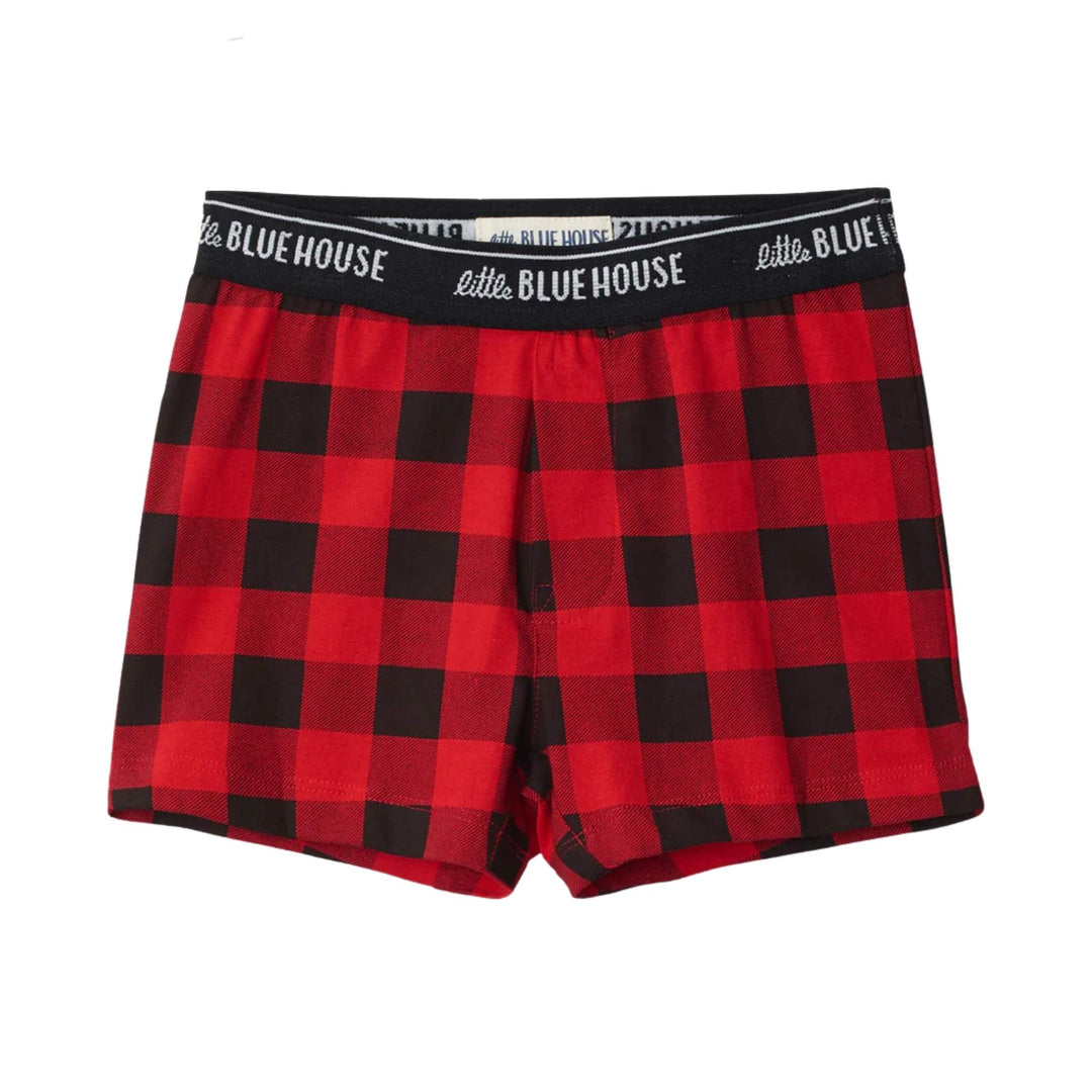 Boxer pour enfant à carreaux rouge et noir par Hatley vu de devant