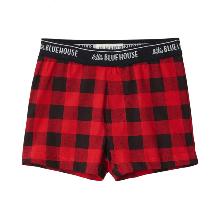 Boxer pour enfant à carreaux rouge et noir par Hatley vu de devant
