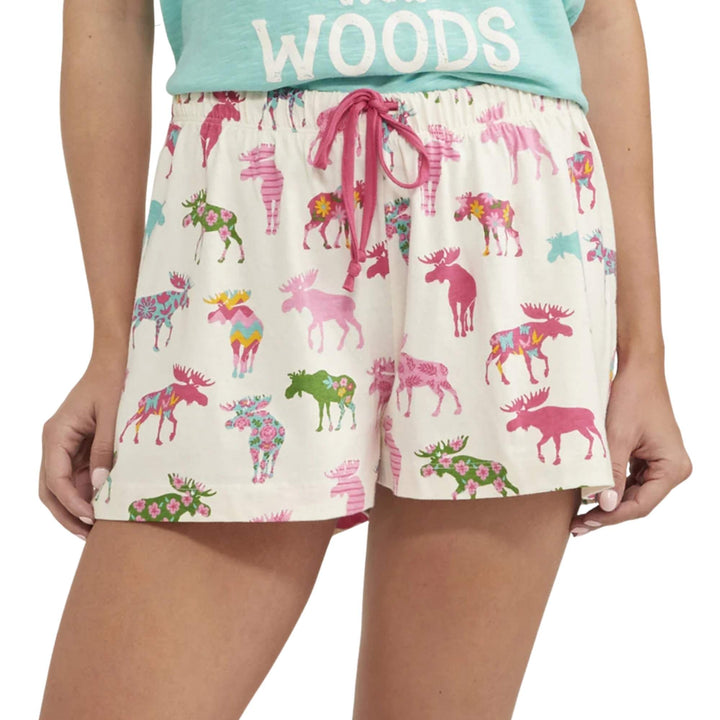 Mannequin portant un Boxer de nuit pour femme Orignaux à motif par Hatley vu de devant