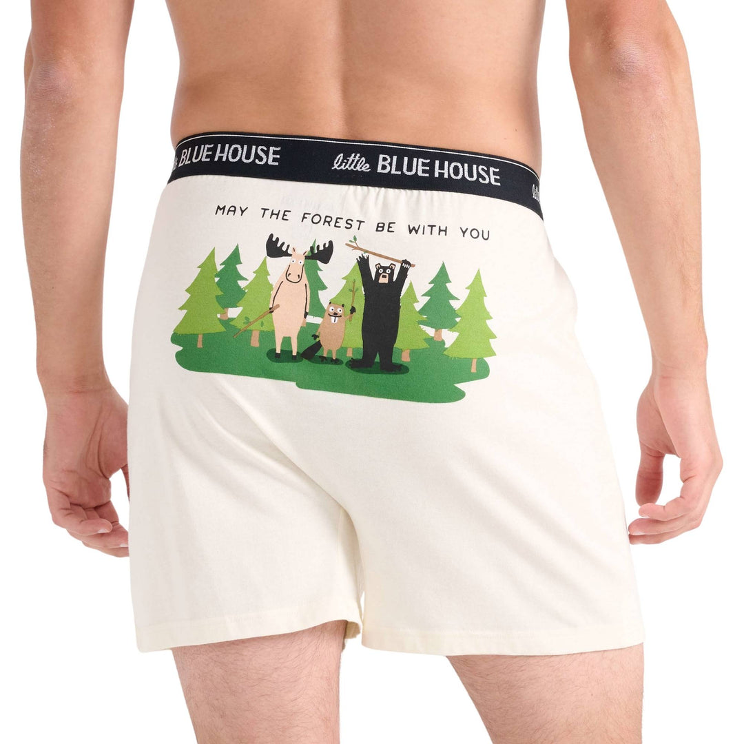 Boxer pour homme blanc avec un motif d'animaux May the forest be with you by Hatley par La petite maison bleue