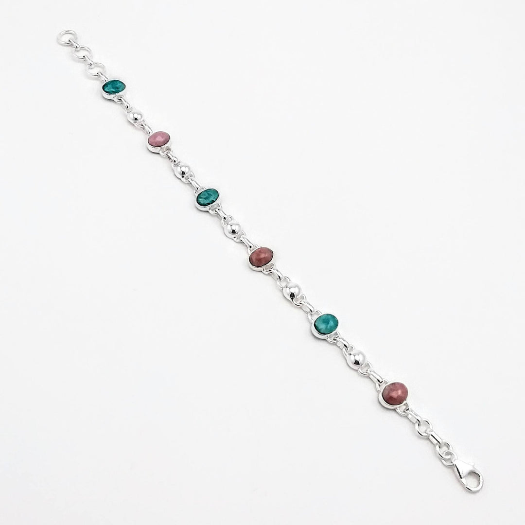 Bracelet avec amazonite et rosaline par gemmes québec