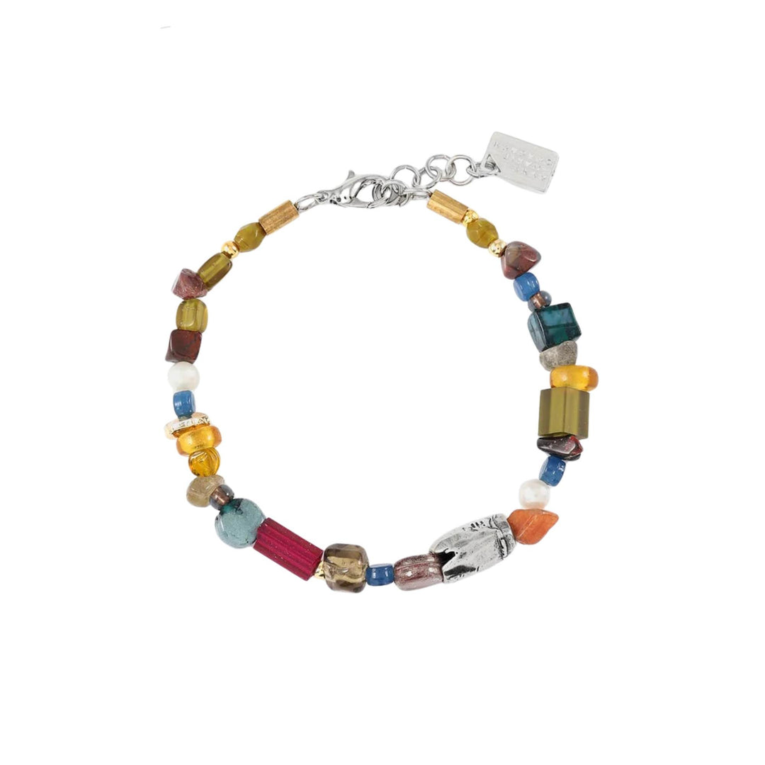Bracelet Capella couleur fleur d'automne avec billes de verres colorées par Anne-marie Chagnon