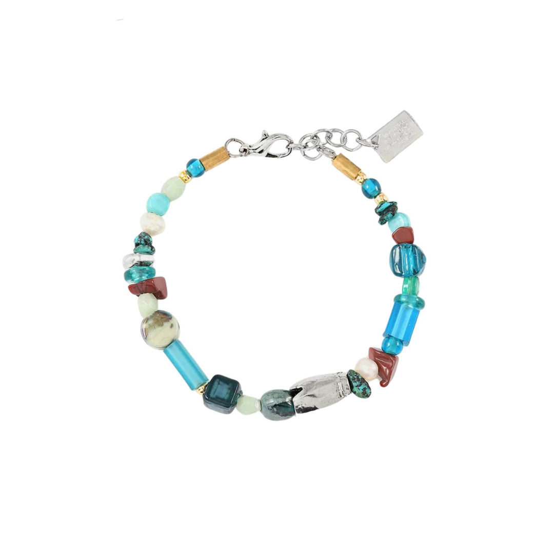 Bracelet Capella couleur rivage avec billes de verre colorées par Anne-Marie Chagnon