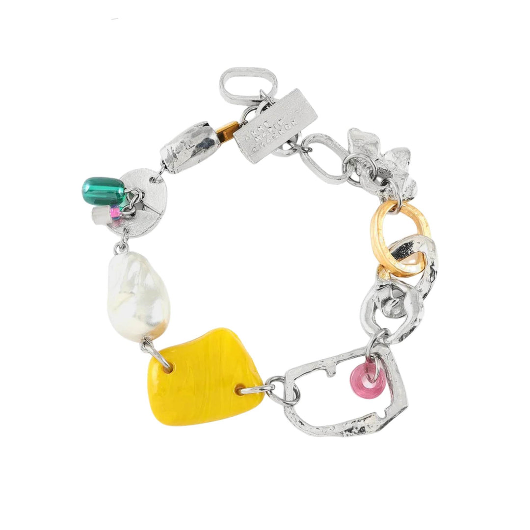 Bracelet en étain avec plaqué or et pierres colorées Nissi tutti frutti par Anne-Marie Chagnon