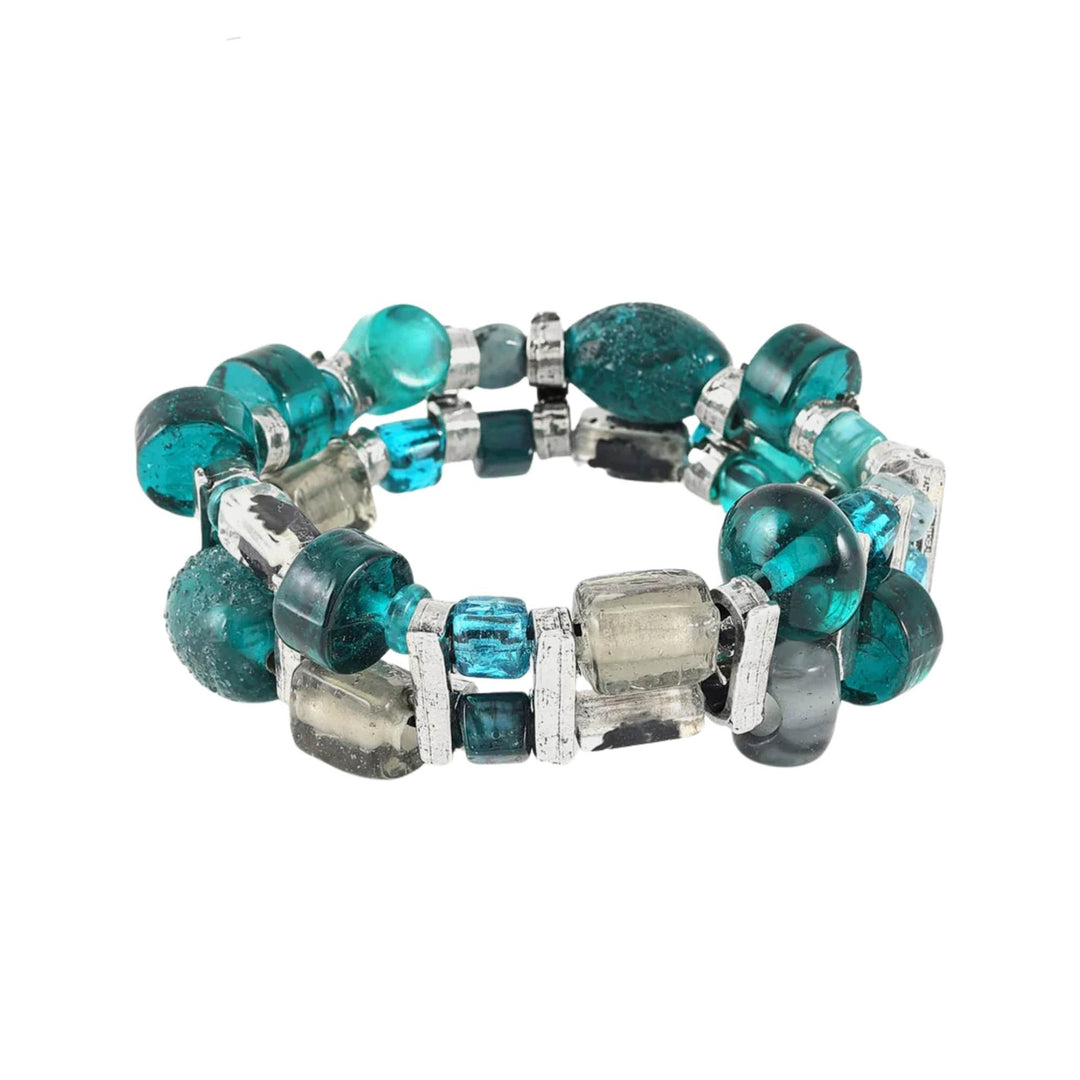 Bracelet en verre turquoise avec étain Pedras par Anne-Marie Chagnon