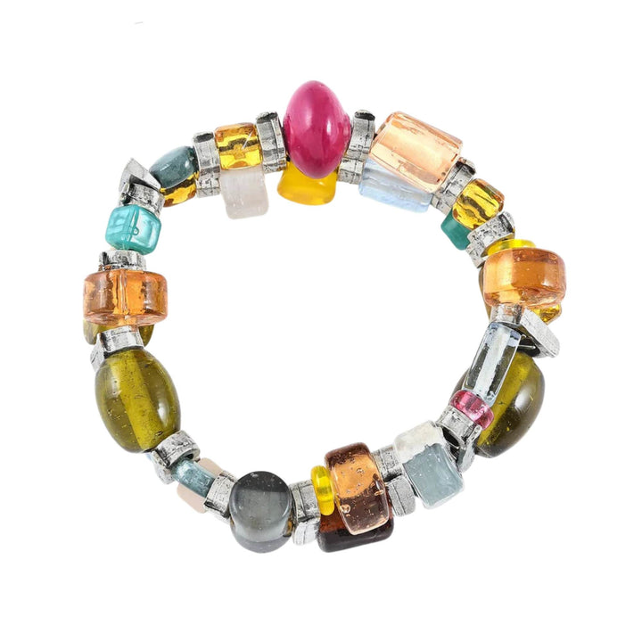 Bracelet en verre coloré de différentes couleurs et étain Pedras par Anne-Marie Chagnon vu de dessus