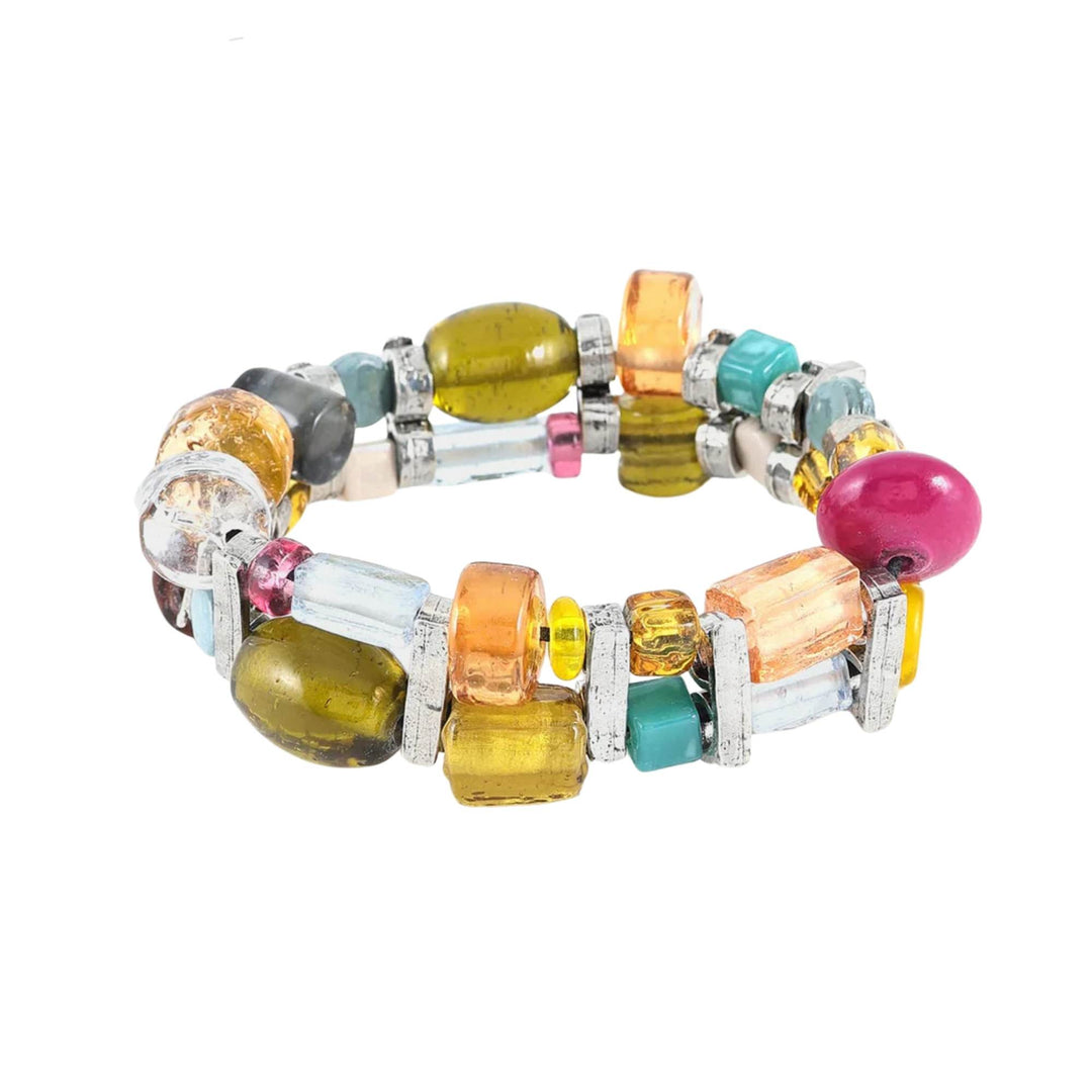Bracelet en verre coloré de différentes couleurs et étain Pedras par Anne-Marie Chagnon