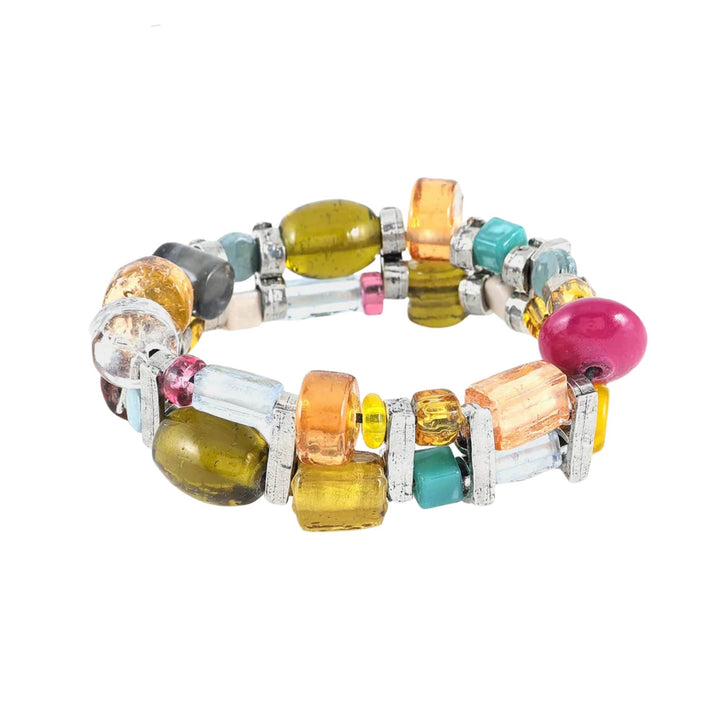 Bracelet en verre coloré de différentes couleurs et étain Pedras par Anne-Marie Chagnon