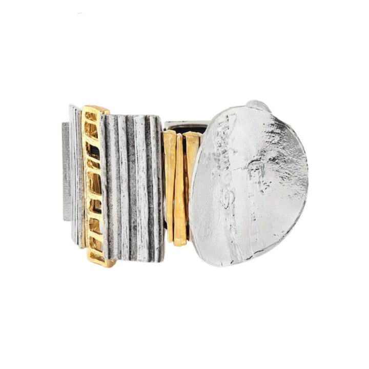 Bracelet en étain avec plaqué or et cercle argenté Wimia par Anne-Marie Chagnon