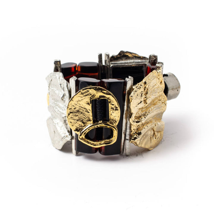 Bracelet Zorella érable avec étain et plaqué or par Anne-Marie Chagnon