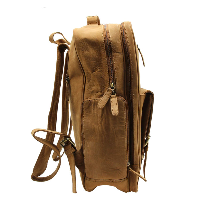 Grand sac à dos en cuir de buffle par Canadian Leather vu de côté