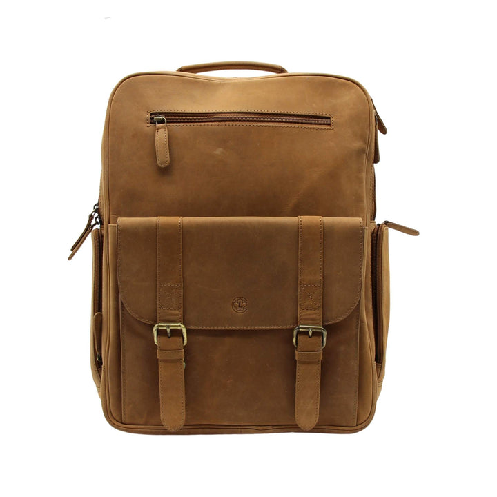 Grand sac à dos en cuir de buffle par Canadian Leather vu de devant