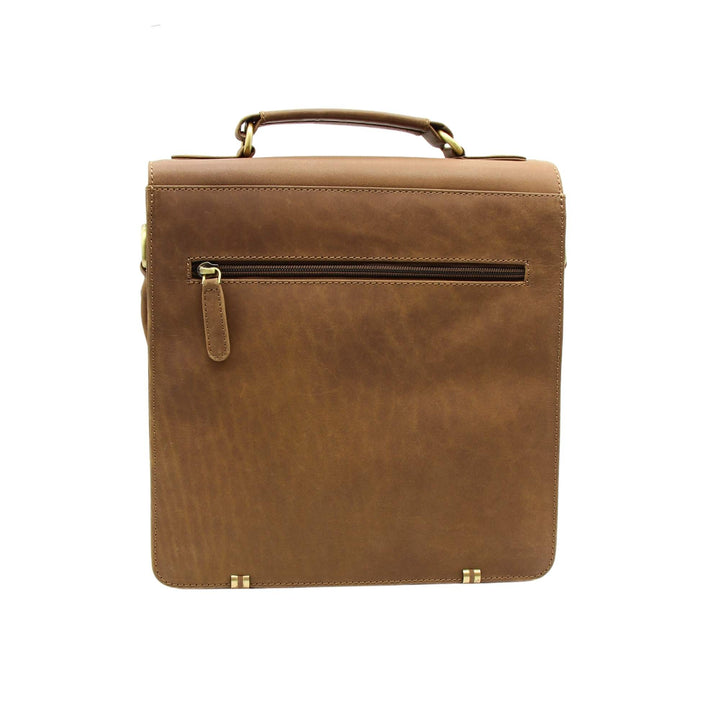 Sac carré en cuir de buffle avec fermeture éclair dans le dos par Canadian leather vu de derrière