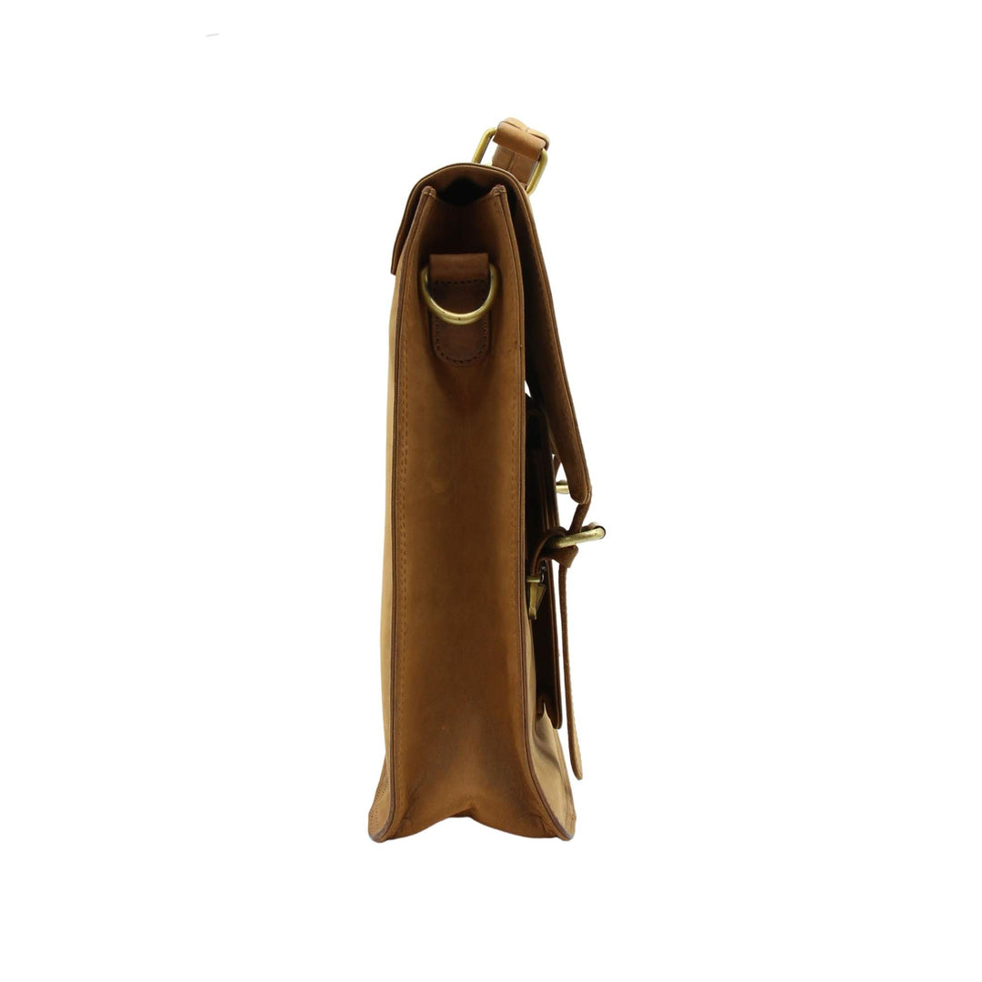 Sac rectangulaire avec pochette avant en cuir de buffle par Canadian Leather vu de côté