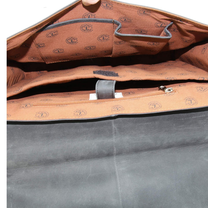 1e Compartiment du Sac rectangulaire noir en cuir de buffle par Canadian Leather