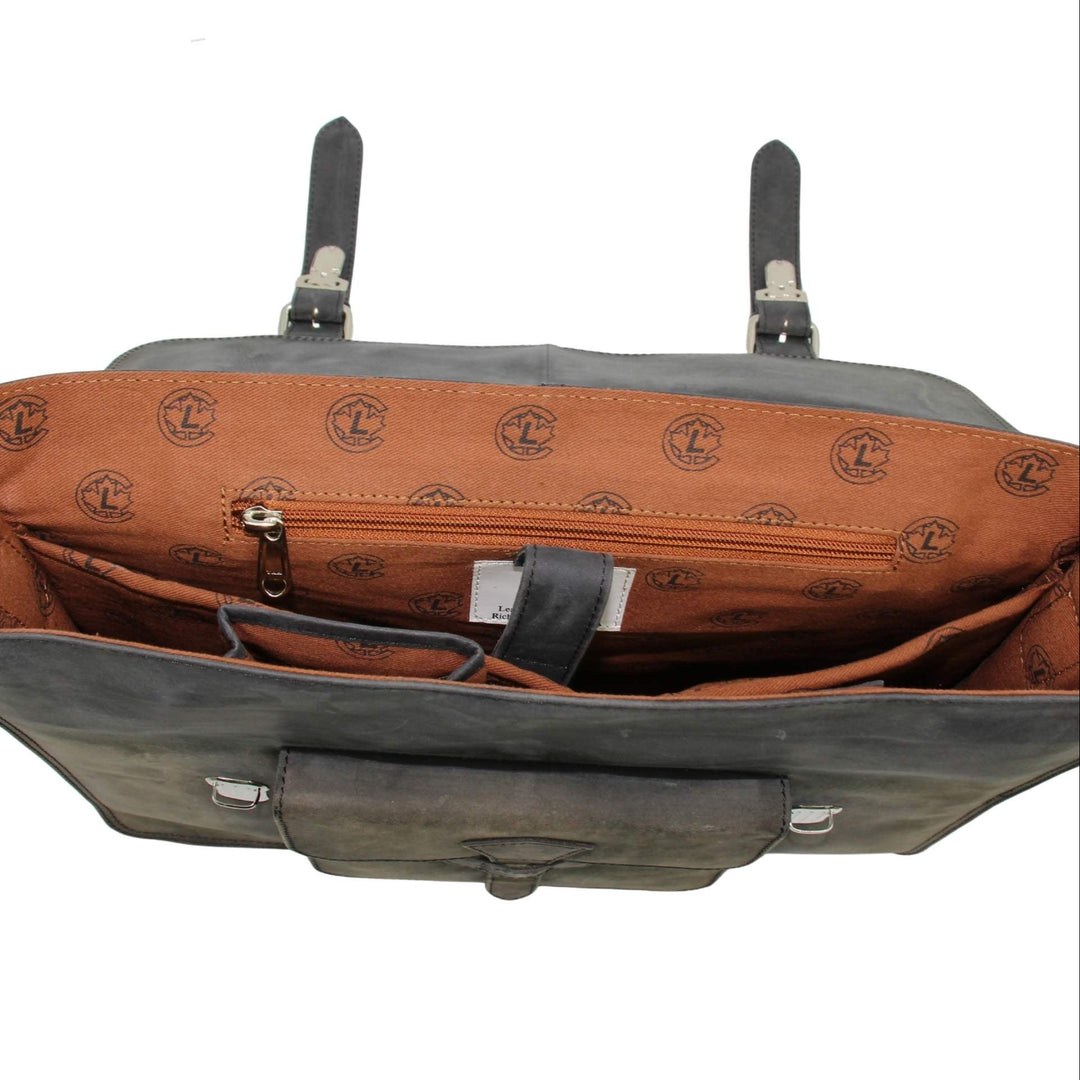 2e Compartiment du Sac rectangulaire noir en cuir de buffle par Canadian Leather 