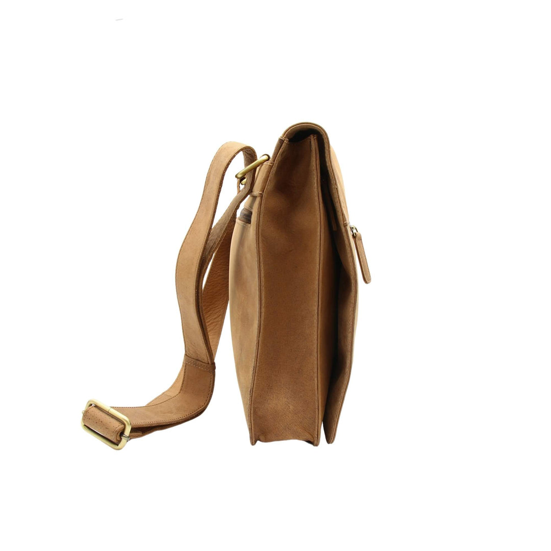 Sac rectangulaire minimaliste avec sangle en cuir de bison par Canadian Leather vu de côté