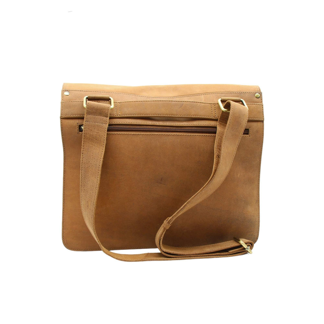 Sac rectangulaire minimaliste avec pochette en cuir de bison par Canadian Leather vu de derrière