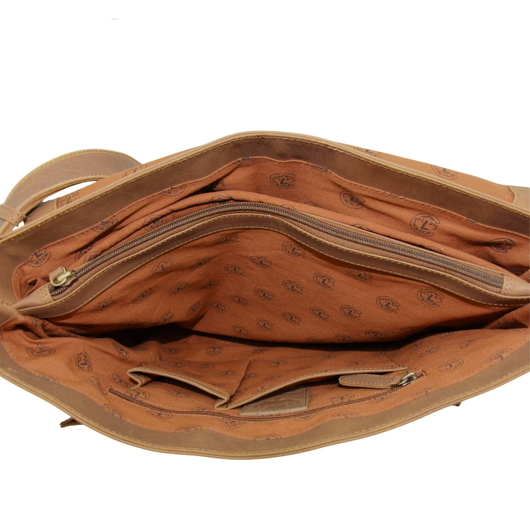 Intérieur du 1e compartiment du Sac messager en cuir de buffle par Canadian Leather