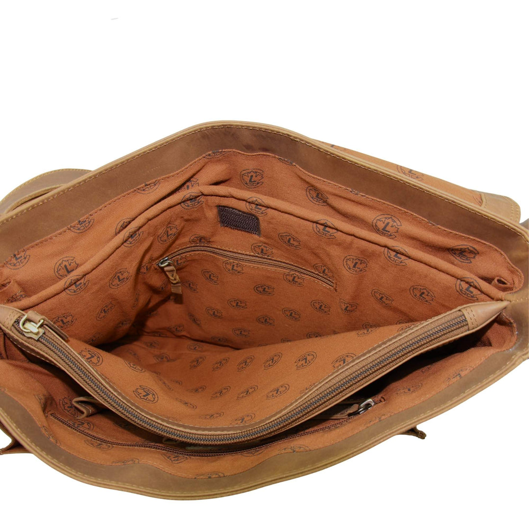 Intérieur du 2e compartiment du Sac messager en cuir de buffle par Canadian Leather