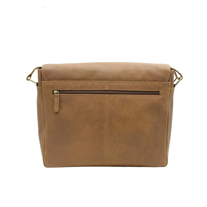 Sac messager avec pochette en cuir de buffle par Canadian Leather vu de derrière