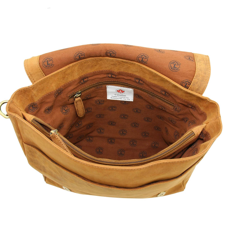 2e Compartiment du Sac messager à rabat carré en cuir de buffle par Canadian Leather