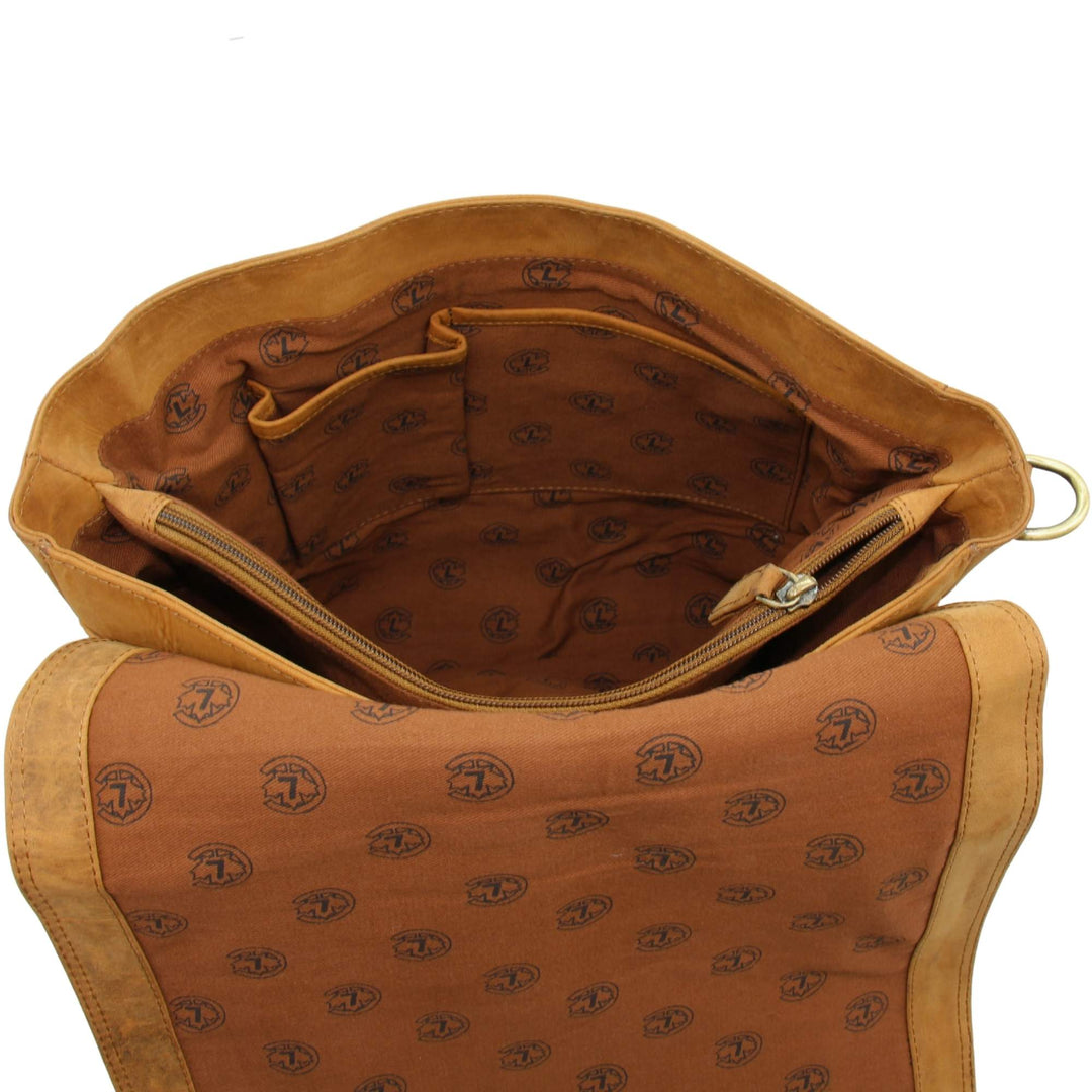 1e Compartiment du Sac messager à rabat carré en cuir de buffle par Canadian Leather