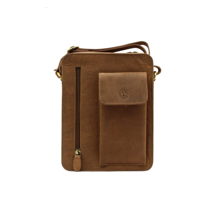 Sac minimaliste en cuir de buffle avec pochettes par Canadian leather vu de devant