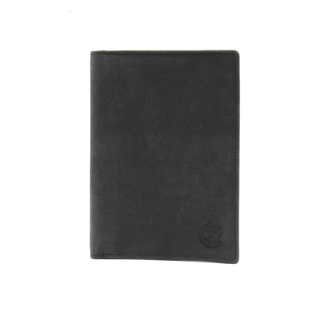 Portefeuille noir simple en cuir de buffle par Canadian Leather vu de devant