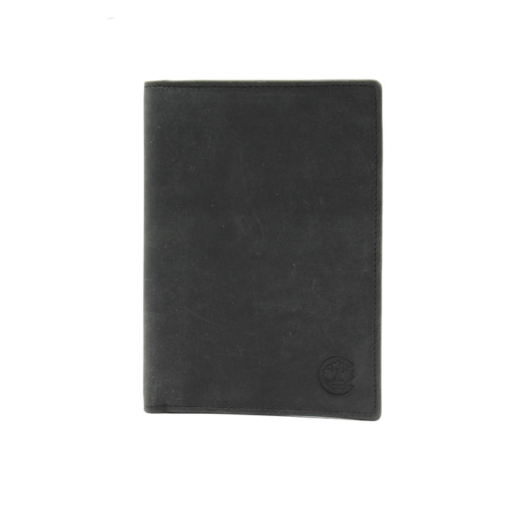 Portefeuille noir simple en cuir de buffle par Canadian Leather vu de devant