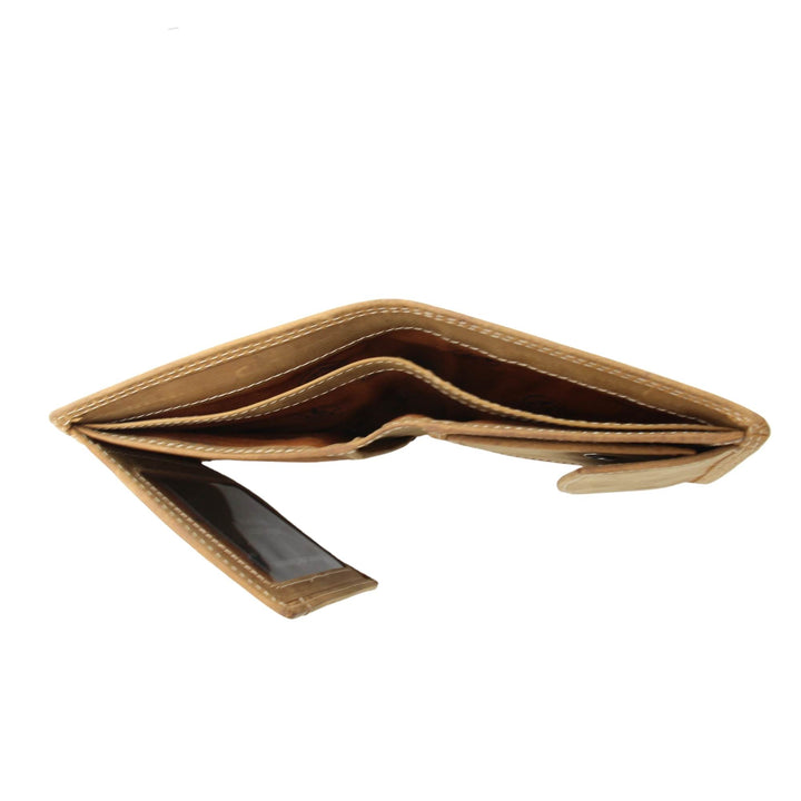 Portefeuille en cuir de buffle brun vertical par Canadian Leather vu de dessus