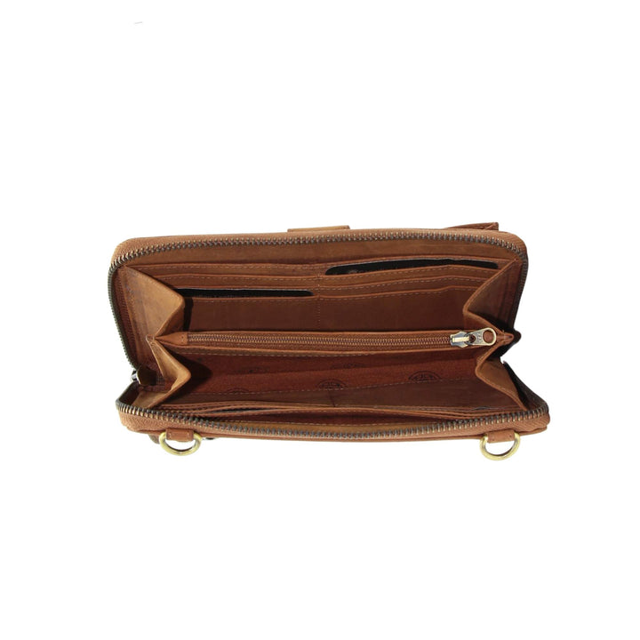 Sac portefeuille horizontal en cuir de buffle par Canadian Leather vu de l'intérieur