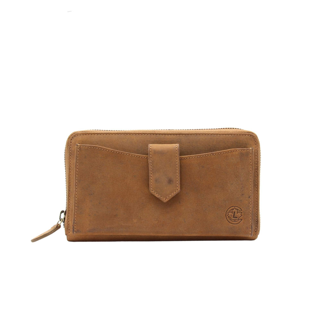 Sac portefeuille horizontal en cuir de buffle par Canadian Leather vu de devant