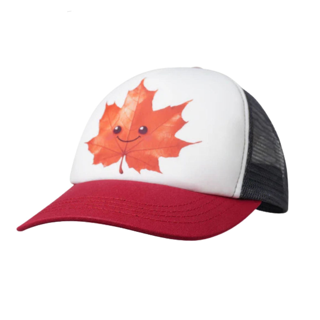 Casquette pour enfant avec une feuille d'érable sur le devant et la palette rouge par Ambler