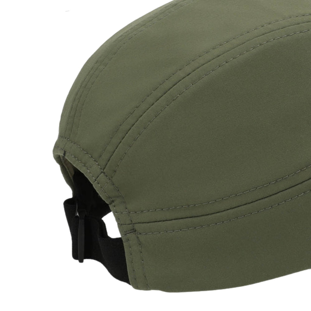 Détails des coutures de la Casquette verte de course par Tilley