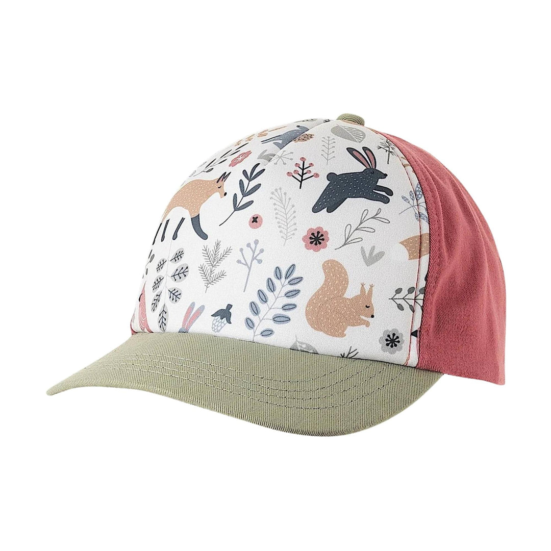 Casquette pour enfant petite joueur avec un motif d'animaux dans la nature et une visière verte pâle par Ambler