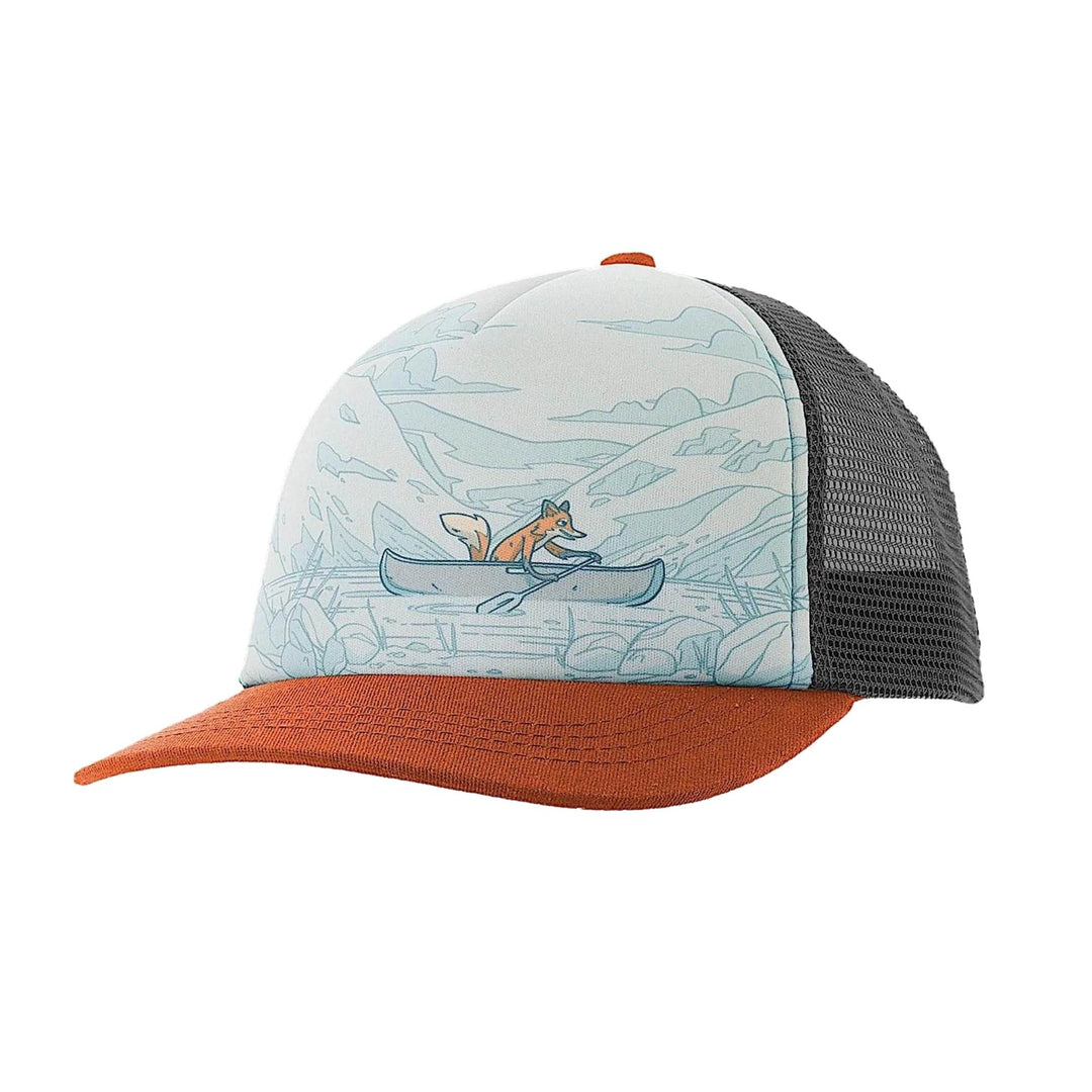 Casquette pour enfant avec un motif de renard en canoe et une palette orange par Ambler