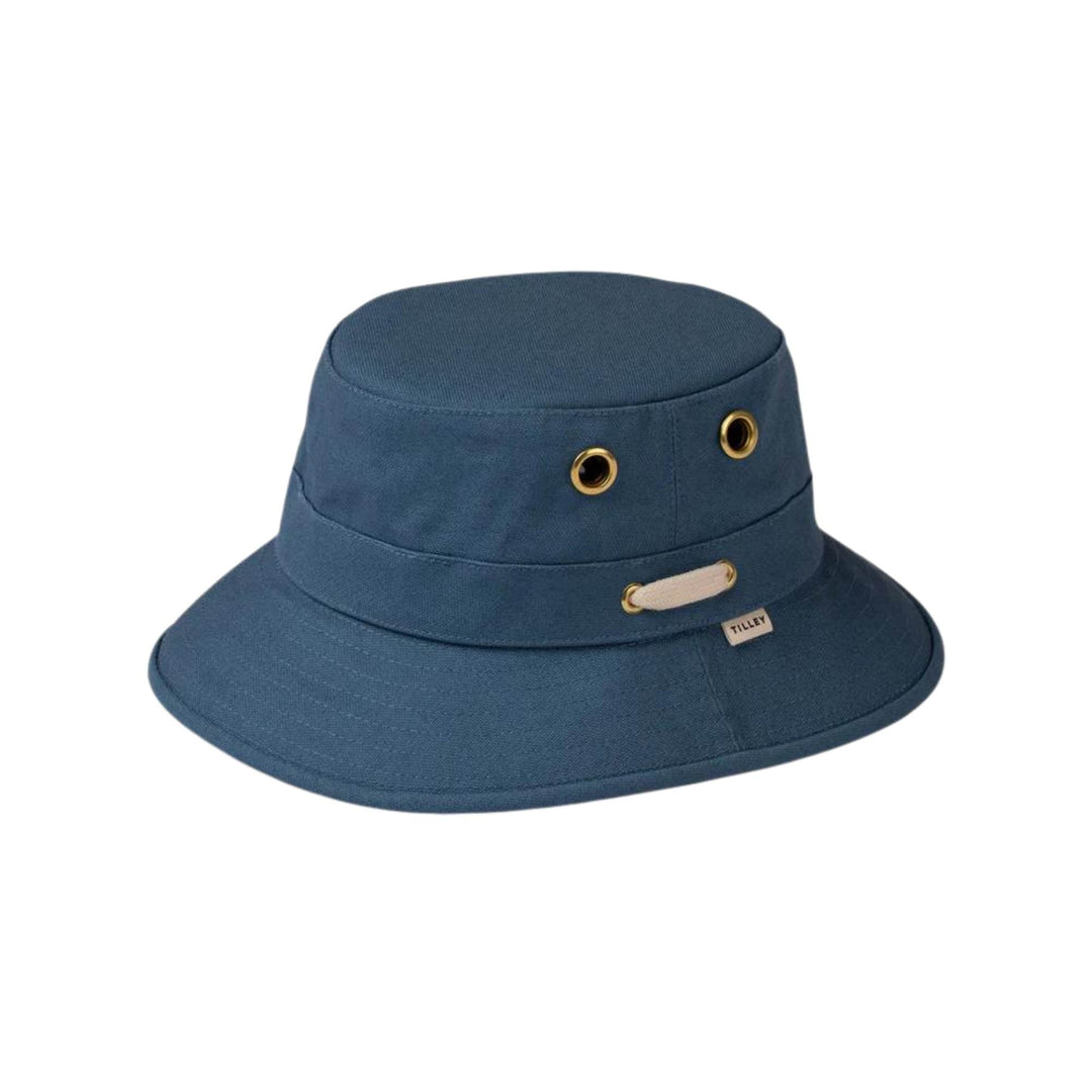 Chapeau bleu Tilley Iconique T1 vu de 3/4