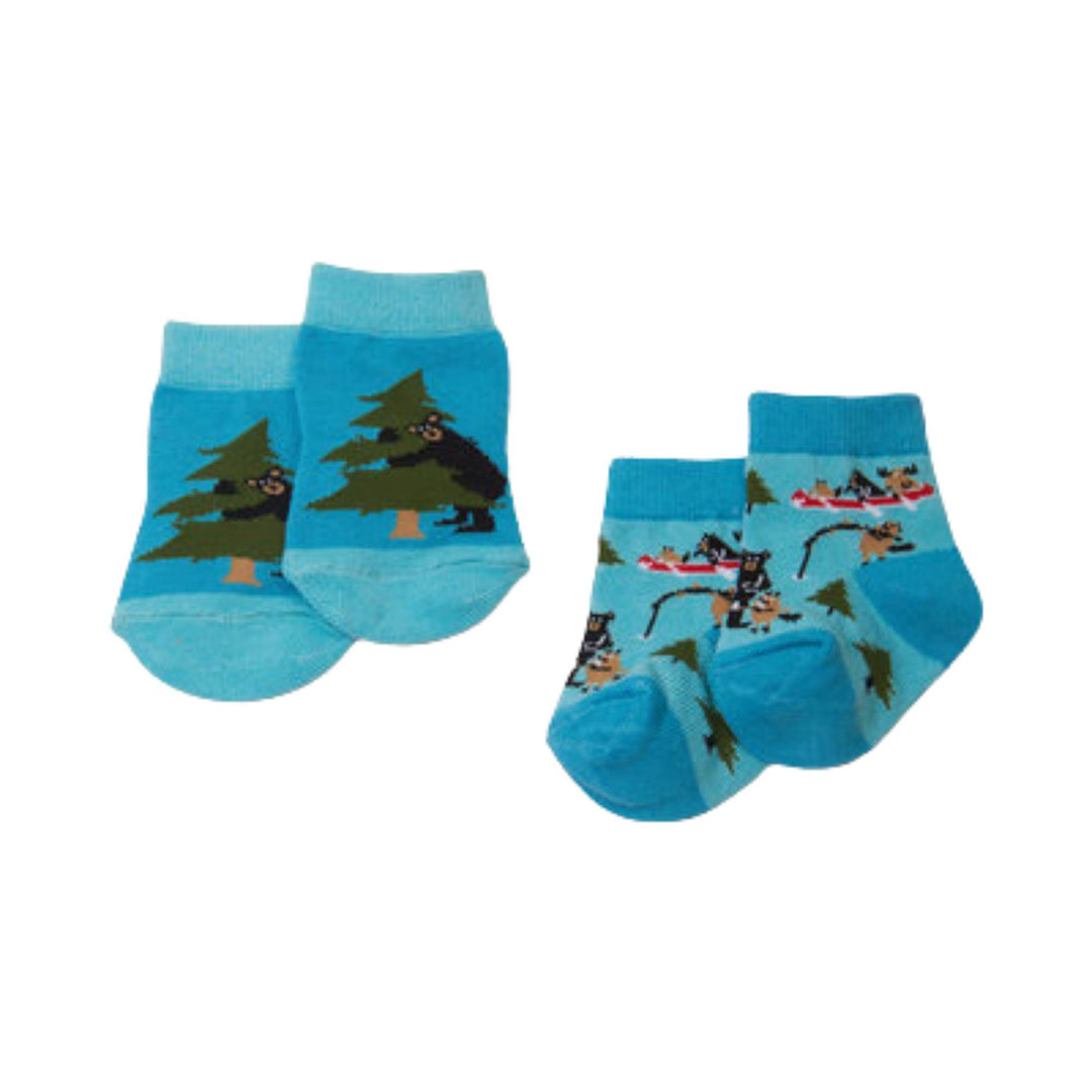 2 Paires de chaussettes pour bébé bleues avec motif d'animaux par Petite maison bleue par Hatley