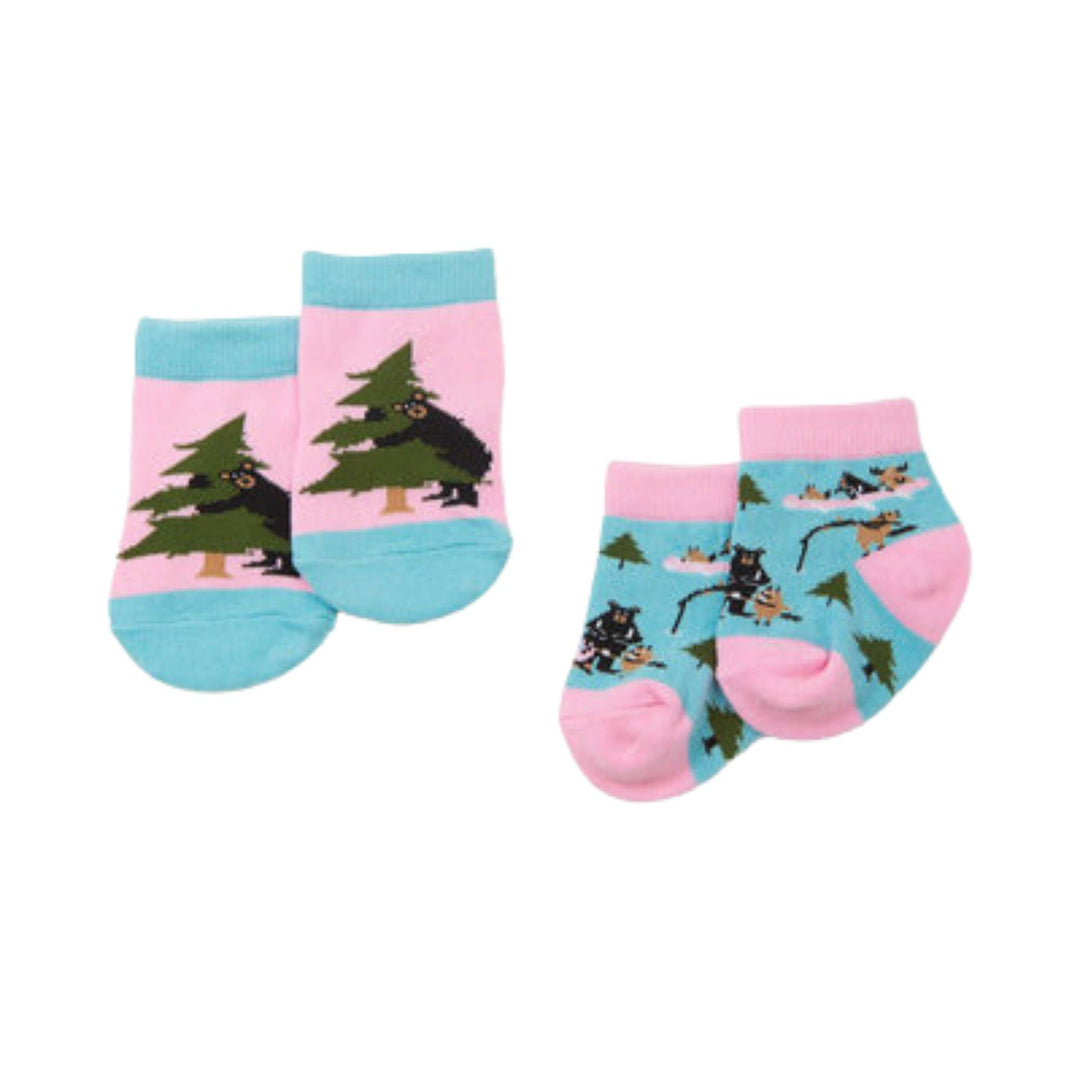 2 Paires de chaussettes pour bébé Vie dans la nature roses avec motif d'animaux par Petite maison bleue