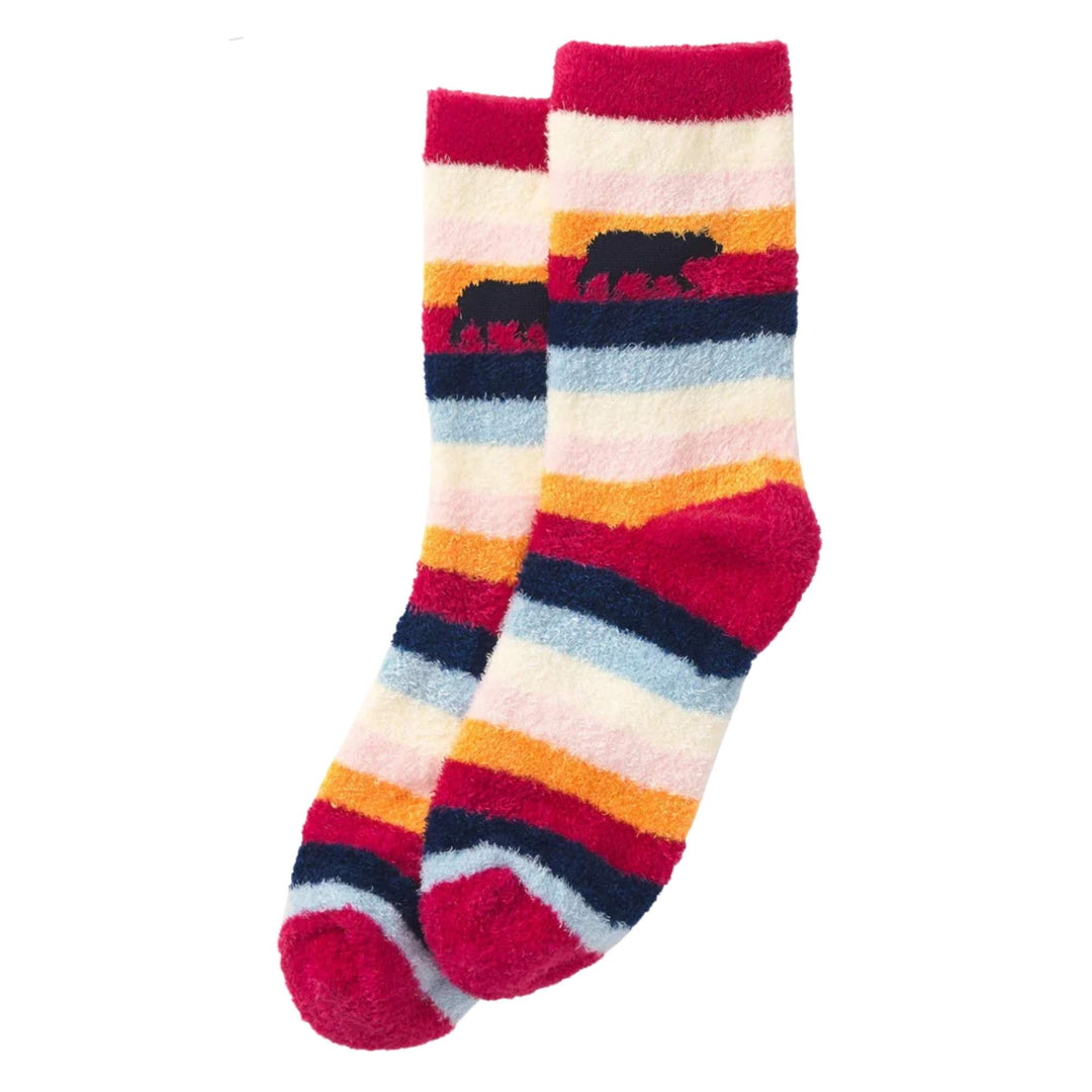 Chaussettes duveteuses à rayures arc-en-ciel par La petite maison bleue