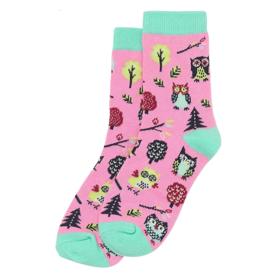 Chaussettes pour enfant roses avec motifs de hiboux par La petite maison bleue