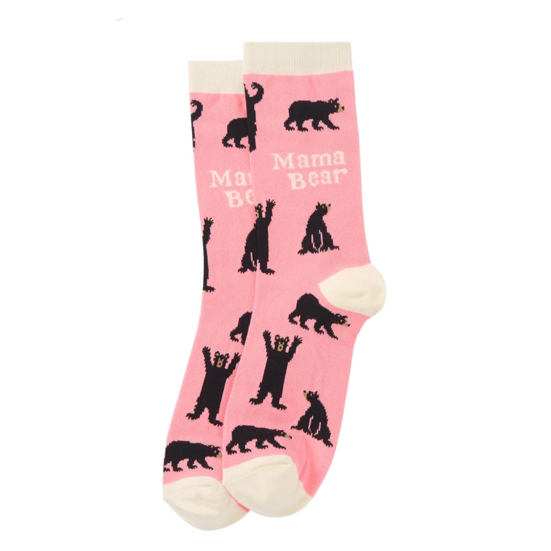 Chaussettes roses avec ours pour femme Mama bear par La petite maison bleue